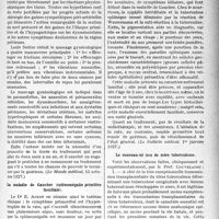 3472 - Page 3179 - Partie scientifique. L’actualité Scientifique. La Presse. Mode d’action, technique et indications du massage gynécologique [(Le Monde médical, 15 octobre 1927)] / La maladie de Gaucher (splénomégalie primitive familiale) [(Le Bulletin médical, 1er janvier 1927)] / Le nouveau-né issu de mère tuberculeuse [(La Presse médicale, 19 février 1927)]