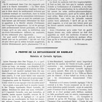 3488 - Page 3195 - Partie professionnelle, Hygiène, Assistance, Mutualité, Intérêts corporatifs, Variétés. Travaux Originaux. A propos de la botanomancie de Rabelais, Rabelais et Cornelis Agrippa