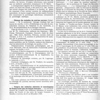 3499 - Page 3206 - Partie professionnelle, Hygiène, Assistance, Mutualité, Intérêts corporatifs, Variétés. Reportage professionnel. Nouvelles et Informations. Clinique des maladies infectieuses / Clinique des maladies du système nerveux / Congrès des médecins aliénistes et neurologistes de France et des pays de langue française / 1er Congrès international d’oto-rhino-laryngologie