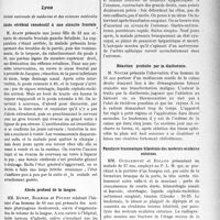 3544 - Page 3251 - Partie scientifique. L’actualité Scientifique. Les Sociétés Savantes. Paris. Spirochètes dans une pleurésie putride, (Soc. méd. des hôp. ; 8-7-1927) / Lyon. Société nationale de médecine et des sciences médicales. Abcès cérébral consécutif à une sinusite frontale / Abcès profond de la langue / Anévrysme de l’artère splénique ouvert dans l’estomac / Réaction produite par la diathermie / Paralysie traumatique bilatérale des moteurs oculaires externes / Présentation de radiographies
