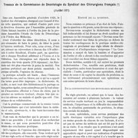 3558 - Page 3265 - Partie professionnelle, Hygiène, Assistance, Mutualité, Intérêts corporatifs, Variétés. Comptes rendus, documents, pièces officielles. Rapports des praticiens généraux et des médecins spécialisés dans l'exercice de leur profession. Travaux de la Commission de Déontologie du Syndicat des Chirurgiens français, (Juillet 1927). Exposé De La Question / De La Disproportion Des Honoraires Médicaux