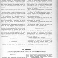 3560 - Page 3267 - Partie professionnelle, Hygiène, Assistance, Mutualité, Intérêts corporatifs, Variétés. Comptes rendus, documents, pièces officielles. Rapports des praticiens généraux et des médecins spécialisés dans l'exercice de leur profession. Travaux de la Commission de Déontologie du Syndicat des Chirurgiens français, (Juillet 1927). Du Rapport Des Honoraires Médicaux Et Chirurgicaux / Du Mode De Perception Des Honoraires Médicaux / Sou Médical. Extrait analytique des procès-verbaux du Conseil d’Administration