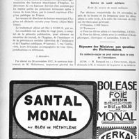 3591 - Page 3298-X - A travers l'officiel. Hygiène publique / Soins aux gendarmes / Service de santé militaire / Réponses des Ministres aux questions des Parlementaires. Un médecin-major ne peut entrer dans le corps de l’intendance