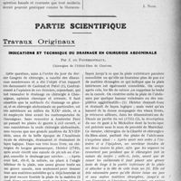 3596 - Page 3303 - Propos du jour. Un phénomène chimique médico-social de sursaturation : La fonctionnarisation progressive et sournoise. La question du pneumothorax artificiel dans les dispensaires antituberculeux [J. Noir] / Partie scientifique. Travaux Originaux. Indications et technique du Drainage en chirurgie abdominale, par J. de Fourmestraux