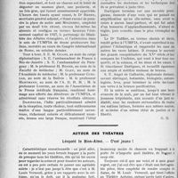 3631 - Page 3338 - Partie professionnelle, Hygiène, Assistance, Mutualité, Intérêts corporatifs, Variétés. Travaux Originaux. Jurisprudence. Le dîner d’automne de l’U. M. F. I. A, 5 décembre 1927 / Autour des théâtres. Léopold le Bien-Aimé. — C’est jeune ! [Dr. G. Polème]