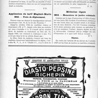 3647 - Page 3354-LXII - Correspondance. Application du tarif Fallières. Intervention conservatrice / Application du tarif Maginot-Marin. Frais de déplacement / Médecine légale. Honoraires de justice criminelle