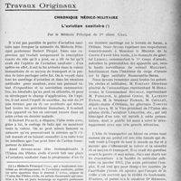 3678 - Page 3383 - Partie Professionnelle, Hygiène, Assistance, Mutualité, Intérêts corporatifs, Variétés. Travaux Originaux. Chronique médico-militaire. L’aviation sanitaire, par le Médecin Principal de 1er classe Uzac
