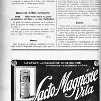 3713 - Page 3418-LIV - Correspondance. Accidents du travail. Honoraires pour expertise d’un accidenté du travail / Questions médico-militaires. Différences entre le grade de médecin auxiliaire et celui d’adjudant / Délivrance d’un appareil de prothèse à un blessé de guerre