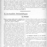 0027 - Page 26 - Partie scientifique. Travaux Originaux. Notes pratiques d oto-rhino-laryngologie. Ce que pratiquement le médecin doit savoir.... De la réserve alcaline du sang et de son importance dans le diabète / L’actualité Scientifique. La Presse. Etude de quelques poudres dans le traitement des affections gastro-intestinales (carbonate de bismuth, kaolin, hydrate de magnésie) [(Archives des maladies de l’appareil digestif, n° 7, juillet 1928, tome XVIII)] / La ménopause masculine et son traitement [(Les Sciences médicales, 30 septembre 1928)]