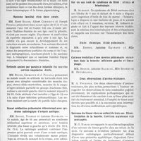0034 - Page 33 - Partie scientifique. L’actualité Scientifique. Les Sociétés Savantes. Marseille. Comité médical des Bouches-du-Rhône. Présentation d’un malade porteur d’une prothèse palatine / Sarcomatose multiple hémorragique de Kaposi / Nanisme familial chez deux soeurs / Torticolis ancien par paralysie infantile des muscles cervico-scapulaires droits / Cancer médiastino-pulmonaire rétrosternal avec syndrome radiologique d’ectasie aortique / Erythroplasie du gland / Sur un cas isolé de syndrome de Bitot : xerosis et héméralopie / Abcès chronique fétide pulmonaire / Curieuse évolution d’une caverne pulmonaire : ouverture dans la bronche inférieure gauche et l’oesophage / Deux observations d’arséno-résistance / Sarcome du fémur chez un enfant de trois ans. Désarticulation de la hanche. Guérison maintenue sept mois après