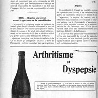 0069 - Page 68-LXVI - Correspondance. Accidents du Travail. Accident survenu à un ouvrier prêté par son patron à un autre patron / Reprise du travail avant la guérison ou la consolidation