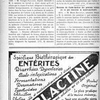 0077 - Page 76-X - A travers l’officiel. Réponses des Ministres aux questions des Parlementaires. Diplômes admis pour l’inscription en vue du diplôme de chirurgien-dentiste / La profession médicale peut être exercée dans les logements à prix modérés / Allocation des majorations de rentes en faveur des accidentés du travail / Révision du Guide-barème des pensions militaires en ce qui concerne la neuro-psychiatrie