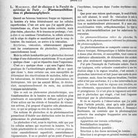 0103 - Page 102 - Partie scientifique. L’Actualité Scientifique. Les Sociétés Savantes. Toulouse. Société de médecine, de chirurgie et de pharmacie. Pneumothorax artificiel et laryngite tuberculeuse / Les Congrès. Première Conférence internationale de la lumière, (suite). Photosensibilisation et photoanaphylaxie, L. Marceron