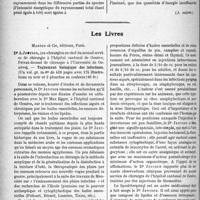 0107 - Page 106 - Partie scientifique. L’Actualité Scientifique. Les Congrès. Première Conférence internationale de la lumière, (suite). Existe-t-il un antagonisme des radiations ?, E. et H. Biancani / Les Livres. Traitement biologique des infections, Dr A. Jentzer, Masson et Cie, éditeurs, Paris
