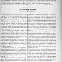 0116 - Page 115 - Partie professionnelle, Hygiène, Assistance, Mutualité, Intérêts corporatifs. Variétés. Travaux Originaux. Chronique de la mutualité. Revendications mutualistes et modifications à la loi du 5 avril 1928 [Dr. M. Vimont] / La clinique rurale, par le Dr Ed. Crouzel