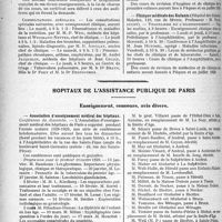 0131 - Page 130 - Partie professionnelle, Hygiène, Assistance, Mutualité, Intérêts corporatifs. Variétés. Faculté de médecine de Paris. Enseignement et actes de la Faculté / Hôpitaux de l’assistance publique de Paris. Enseignement, concours, avis divers