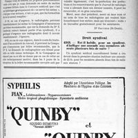 0136 - Page LXV-135 - Correspondance. Application du Tarif Fallières. A propos de l’accord préalable pour une radiographie / Droit syndical. Est-il habile, pour un syndicat, d’infliger une amende aux membres absents plusieurs fois de suite ?