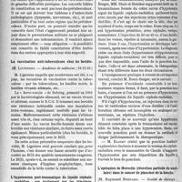 0173 - Page 170 - Partie scientifique. L’actualité Scientifique. Les Sociétés Savantes. Paris. La prophylaxie anti-tuberculeuse et les conseils de révision, (Académie de, médecine ; 18-12-1928) / La vaccination anti-tuberculeuse chez les bovidés, (Académie de médecine ; 18-12-28) / L’hypotension poste-traumatique du liquide céphalo-rachidien ; son traitement par les injections, intra-veineuses d’eau distillée, (Société de chirurgie ; 7-11-1928) / L’opération de Morestin (résection partielle du maxillaire) dans le cancer de plancher de la bouche, (Société de chirurgie ; 24-10-1928)