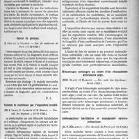 0174 - Page 171 - Partie scientifique. L’actualité Scientifique. Les Sociétés Savantes. Paris. L’opération de Morestin (résection partielle du maxillaire) dans le cancer de plancher de la bouche, (Société de chirurgie ; 24-10-1928) / Cancer du poumon, (Soc. de médecine de Paris ; 14-12-1928) / Traitement du rachitisme par l’ergostérol irradié, (Soc. méd. des hôpitaux ; 16-11-1928) / Hémorragie méningée au cours d’un rhumatisme articulaire aigu, (Soc. méd. des hôpitaux ; 16-11-1928) / Adénopathies bacillaires et manganate calcico-potassique, (Soc. de méd. de Paris ; 27-10-1928)