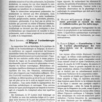 0183 - Page 180 - Partie scientifique. L’actualité Scientifique. Les Congrès. Première Conférence internationale de la lumière, (suite et fin). L’irradiation violette par source artificielle présente-t-elle des dangers chez les tuberculeux pulmonaires ?, E. et H. Biancani / L’hélio et l’actinothérapie en Belgique, René Ledent / L’action de la lumière sur le système nerveux, Van Pee / Contribution à l’étude de l’action physiologique des rayons ultra-violets sur le système nerveux végétatif, L. Garot