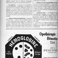 0225 - Page 220-VI - Dernières nouvelles. Nécrologie [Le Dr Michel de Lézinier] / Les épidémies / Clinique obstétricale Baudelocque / Clinique médicale de l’hôpital Saint-Antoine / Hôpital Saint-Antoine. Neurologie / Clinique oto-rhino-laryngologique Lubet-Barbon / Congrès du Caire