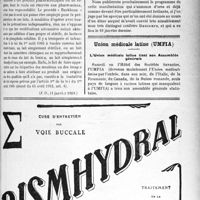 0282 - Page LIX-277 - A travers l’officiel. Réponses des Ministres aux questions des Parlementaires. Sur les laits « humanisés » ou « maternisés » / Les journées médicales de Paris / Union médicale latine (UMFIA). L’Union médicale latine tient son Assemblée générale