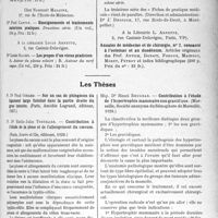 0332 - Page 327 - Partie scientifique. L’Actualité Scientifique. Les Livres. Les livres qui viennent de paraître... / Les Thèses. Contribution à l’étude de la ptose et de l’allongement du caecum, Dr Emile-Jules Tortelier (Paris, Jouve et Cie, éditeurs, 1928) / Contribution à l’étude de l’hypertrophie mammaire non gravidique, Dr Henri Brugeas (Marseille, Société anonyme du Sémaphore de Marseille, 1928)