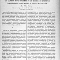 0382 - Page 377 - Partie scientifique. Travaux Originaux. Les rapports entre l’ulcère et le cancer de l’estomac. Conférence faite aux Journées Médicales de Bordeaux (Novembre 1928), par Félix Papin