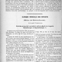 0387 - Page 382 - Partie scientifique. Travaux Originaux. Les rapports entre l’ulcère et le cancer de l’estomac. Conférence faite aux Journées Médicales de Bordeaux (Novembre 1928), par Félix Papin / Clinique médicale des enfants, (Hôpital Des Enfants-malades), M. le prof. Nobécourt. Anémies graves de la première enfance, suite de rougeole, Hémothérapie et hépatothérapie