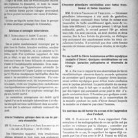 0404 - Page 399 - Partie scientifique. L'Actualité Scientifique. Les Sociétés Savantes. Paris. Septicémie typhique et infection vésiculaire, (Soc. méd des hôpitaux ; 30-11-1928) / Ictère de quatre mois par hépatite aiguë sans lésions des voies biliaires. Cholécystostomie Guérison, Soc. méd. des hôpitaux; 30-11-1928) / Saturnisme et méningite tuberculeuse, (Soc. méd. des hôpitaux ; 30-11-1928) / Action de l’irradiation splénique dans un cas de purpura rhumatoïde, (Soc. méd. des hôpitaux ; 30-11-1928) / Marseille. Comité médical des Bouches-du-Rhône. Grossesse gémellaire univitelline avec foetus transfuseur et foetus transfusé / Un cas tardif de fièvre boutonneuse arthro-myalgique (maladie d’Olmer). Quelques considérations sur son étiologie (parasites pathophores et réservoirs de virus) / Un nouveau cas de hernie du caecum et de l’appendice chez l’enfant / Paraplégie pottique brusque et complète à évolution rapidement mortelle par compression osseuse et pachyméningite