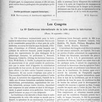 0405 - Page 400 - Partie scientifique. L'Actualité Scientifique. Les Sociétés Savantes. Marseille. Comité médical des Bouches-du-Rhône. Paraplégie pottique brusque et complète à évolution rapidement mortelle par compression osseuse et pachyméningite / Aortite postérieure (segment thoracique) / Quatre nouveaux cas d’empoisonnement par les champignons secs / Les Congrès. La VIe Conférence internationale de la lutte contre la tuberculose, (Rome. 24 septembre 1928)