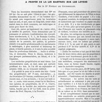 0417 - Page 412 - Partie professionnelle, Hygiène, Assistance, Mutualité, Intérêts corporatifs, Variétés. Travaux Originaux. Chronique de la mutualité. L’assurance-maladie dans les régions frontières et les pactes bilatéraux entre Etats [Dr M. Vimont] / A propos de la loi Barthou sur les loyers, par le Dr Foveau de Courmelles
