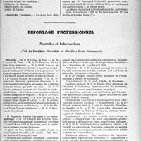 0430 - Page 425 - Partie professionnelle, Hygiène, Assistance, Mutualité, Intérêts corporatifs, Variétés. Hôpitaux de l’assistance publique de Paris. Enseignement, concours, avis divers / Reportage professionnel. Nouvelles et Informations (Voir la Dernières Nouvelles en tête des « Demi-Colonnes »). Nécrologie [Drs. Lisle, Sabathé, Provost, F. Lerat, Miguet, Martial Verger, Jacques-Louis Reverdin, Frébault, Lafforgue, Duviau, Ducroux, Jules Badal, Mériot, Montigny] / IIIe Congrès des Sociétés françaises d’oto-neuro-ophtalmologie / Congrès des médecins aliénistes et neurologistes de France et des pays de langue française