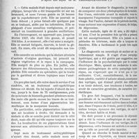 0465 - Page 458 - Partie scientifique. Clinique : neuro-psychiatrique. I. Astasie-abasie guérie par suggestion. — II. Tolérance du cerveau aux interventions chirurgicales. —III. Un cas de polysynovite tendineuse syphilitique. — IV. Crise gastrique du tabes, d’après une leçon de M. Laignel-Lavastine