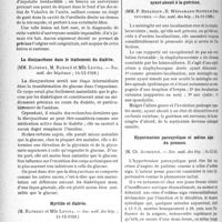 0475 - Page 468 - Partie scientifique. L'Actualité Scientifique. Les Sociétés Savantes. Paris. Anévrysme du sinus de Valsalva, ouvert dans l’oreillette droite-, (Soc. méd. des hôpitaux; 14-12-1928) / La dioxyacétone dans le traitement du diabète, (Soc. méd. des hôpitaux ; 14-12-1928) / Myrtille et diabète, (Soc. méd. des hôp. ; 14-12-1928) / Un cas de staphylococcémie avec méningite suppurée, ayant abouti à la guérison, (Soc. méd. des hôp, ; 14-11-1928) / Hypertension paroxystique et oedème aigu du poumon, (Soc. méd. dès hôp. ; 14-11-28)