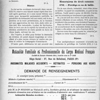 0503 - Page 496-L - Correspondance. Accidents. Délai de révision / Honoraires de droit commun. Privilège en cas de faillite