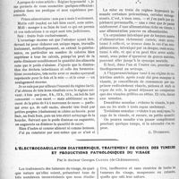 0529 - Page 522 - Partie scientifique. Travaux Originaux. A propos du régime hypoazoté [G. Duchesne] / L’électrocoagulation diathermique, traitement de choix des tumeurs et productions pathologiques du visage, par le docteur Georges Castex