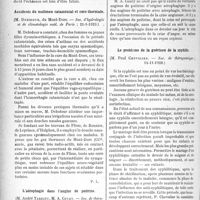 0539 - Page 532 - Partie scientifique. L’Actualité Scientifique. Les Sociétés Savantes. Paris. Ligature des veines iliaques dans l’infection puerpérale, (Société de chirurgie, 5-12-1928) / Accidents du molimen cataménial et cure thermale, (Soc. d'hydrologie et de climatologie méd. de Paris ; 21-1-1929) / L'aérophagie dans l'angine de poitrine, (Soc. de thérapeutique ; 14-11-1928) / Le problème de la guérison de la syphilis, (Soc. de thérapeutique ; 14-11-1928)