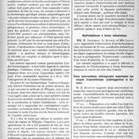 0541 - Page 534 - Partie scientifique. L’Actualité Scientifique. Les Sociétés Savantes. Montpellier. Société des sciences médicales et biologiques de Montpellier et du Languedoc méditerranéen. Anémie grave réalisée par une septicémie subaiguë à B. perfringens. Guérison par autovaccinothérapie associée à la méthode de Whipple, (Soc. de thérapeutique ; 14-11-28) / Abcès osseux de l’extrémité inférieure du péroné / Hydronéphrose à forme hématurique / Deux interventions chirurgicales importantes sans emploi d'anesthésique (autosuggestion et hypnose) / A propos d’un cas de luxation du semi-lunaire