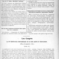 0542 - Page 535 - Partie scientifique. L’Actualité Scientifique. Les Sociétés Savantes. Montpellier. Société des sciences médicales et biologiques de Montpellier et du Languedoc méditerranéen. A propos d’un cas de luxation du semi-lunaire / Ulcère du duodénum perforé en péritoine libre. Opération à la 53e heure. Mickulicz. Guérison / Filtre à air pour l’aspirateur de Redard (dans l’opération de la cataracte) / Hydronéphrose développée sur rein en ectopie iliaque. Difficultés du diagnostic. Intervention. Guérison / Les Congrès. La VIe Conférence internationale de la lutte contre la tuberculose, (Rome. 24 septembre 1928), (Suite)