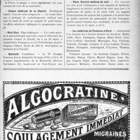 0588 - Page VII-581 - Dernières nouvelles. La grippe en Europe / Clinique médicale de la Charité / Hôtel-Dieu / Maternité / Collège de France / Paris. Service médical de nuit / Les médecins de Toulouse à Paris