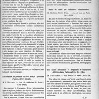 0620 - Page 613 - Partie scientifique. L’actualité Scientifique. Les Sociétés Savantes. Paris. Migraines hépato-hypophysaires Guérison, (Soc. de médecine de Paris ; 24-11-1928) / L’auscultation du poumon en deux temps : poumon d’abord, plèvre ensuite, (Soc. de médecine de Paris ; 24-11-1928) / Bains de soleil par radiations sélectionnées, (Soc. de méd. de Paris : 24-11-1928) / Une cause méconnue et fréquente d’émanations délétères dans l’atmosphère des villes, (Soc. de méd. de Paris ; 24-11-28) / Lyon. Société nationale de médecine et des sciences médicales.. Tuberculose hilaire et méningite chez l’adulte