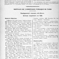 0637 - Page 630 - Partie professionnelle, Hygiène, Assistance, Mutualité, Intérêts corporatifs, Variétés. Faculté de médecine de paris. Enseignement et actes de la Faculté / Hôpitaux de l’assistance publique de paris. Enseignement, concours, avis divers. Services hospitaliers en 1929