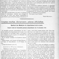 0704 - Page 695 - Partie professionnelle, Hygiène, Assistance, Mutualité, Intérêts corporatifs, Variétés. Travaux Originaux. Crénothérapie sociale. Les campements thermaux [Pierre Montaigu] / Comptes rendus, documents, pièces officielles. Syndicat des Médecins du département de la Loire. Compte rendu de l’Assemblée générale extraordinaire du 18 novembres 1928