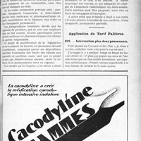 0732 - Page LXXI-723 - Correspondance. Accidents du travail. Bris d’un appareil de prothèse dentaire / Application du Tarif Fallières. Intervention plus deux pansements