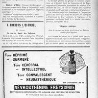 0742 - Page IX-733 - Dernières nouvelles. Le Cinquantenaire de l’Association des anciens étudiants des Facultés catholiques de Lille / Hôpitaux d’Alger / A travers l’officiel. Service de Santé des Colonies / Hygiène publique