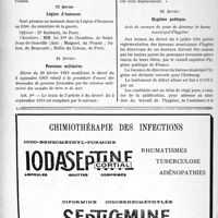 0745 - Page 736-XII - A travers l’officiel. Service de Santé de la Marine / Légion d’honneur / Pensions militaires / Hygiène publique