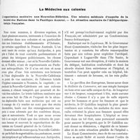 0748 - Page 739 - Propos du jour. La Médecine aux colonies. L’organisation sanitaire aux Nouvelles-Hébrides. Une mission médicale d’enquête de la Société des Nations dans le Pacifique Austral. — La situation sanitaire de l’Afrique équatoriale française [J. Noir]