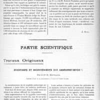 0750 - Page 741 - Propos du jour. La Médecine aux colonies. L’organisation sanitaire aux Nouvelles-Hébrides. Une mission médicale d’enquête de la Société des Nations dans le Pacifique Austral. — La situation sanitaire de l’Afrique équatoriale française [J. Noir] / Partie scientifique. Travaux Originaux. Avantages et inconvénients des arsénobenzène, par le Dr H. Montlaur