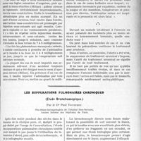 0754 - Page 745 - Partie scientifique. Travaux Originaux. Avantages et inconvénients des arsénobenzène, par le Dr H. Montlaur / Les suppurations pulmonaires chroniques, (Étude Bronchoscopique), par le Dr Paul Truffert